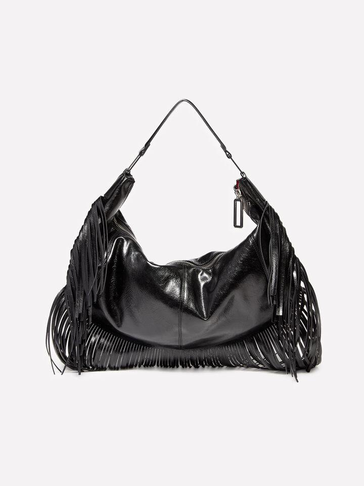Sac bandoulière noir à franges - null - Noir | Sisley image number 3